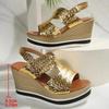 Золотые Серебряные Босоножки на танкетке для женщин Летние Массивные Туфли-гладиаторы на платформе Женская Мода Толстая подошва Задний ремешок Сандалии