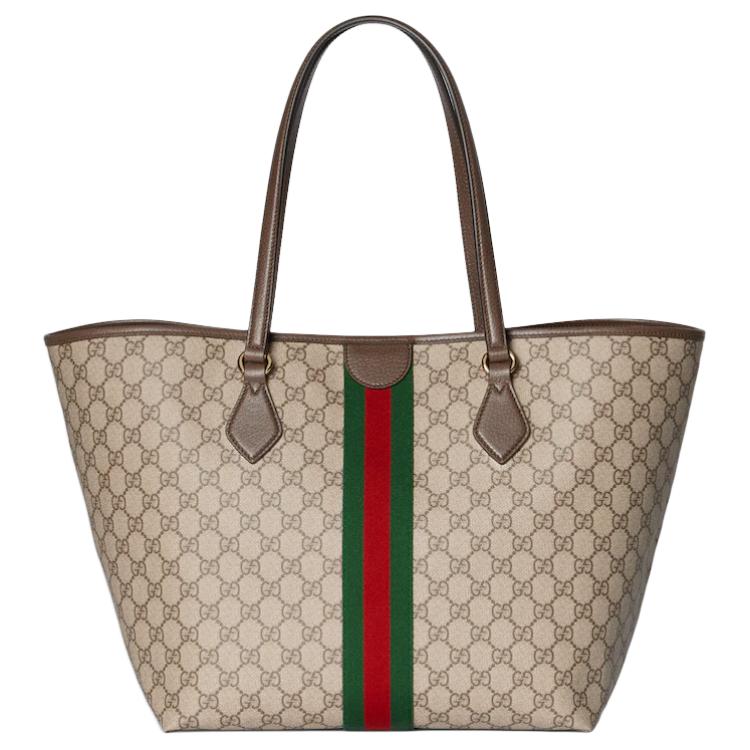 Gucci Сумка-тоут Ophidia Classic с двойным логотипом G из канваса Женские сумки-тоут Бежевый Темно-коричневый 836829-FAE0J-9867