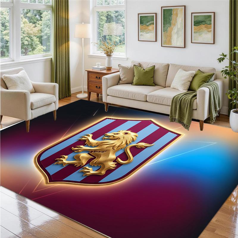 Aston Villa Football Design Crystal Velvet Rug Soft Decorative Mat for Bedroom Entrance