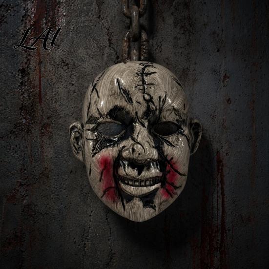 Breathable Halloween Costume Mask Scary Doll Face Mask Ghost Head Prop for Haunted House Cosplay Adults Lightweight Plastic Adults Adjustable Strap