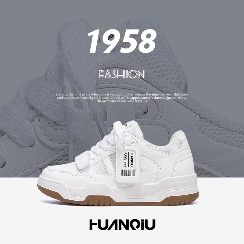 Kids Shoes Mens Casual Platform Sneakers With Hidden Height Increase White Black Low Top Round Toe Thick Sole