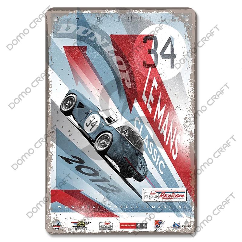Racing Car Plaque Metal Tin Sign F1 Racetrack Vintage Poster Wall Art Decor for Garage Racing Club Home Wall Decoration