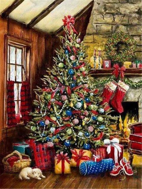 Diy 5d полная алмазная живопись вышивка квадратная круглая дрель Рождественская елка колокольчик мозаичная мебель украшение ручной работы подарок для хобби