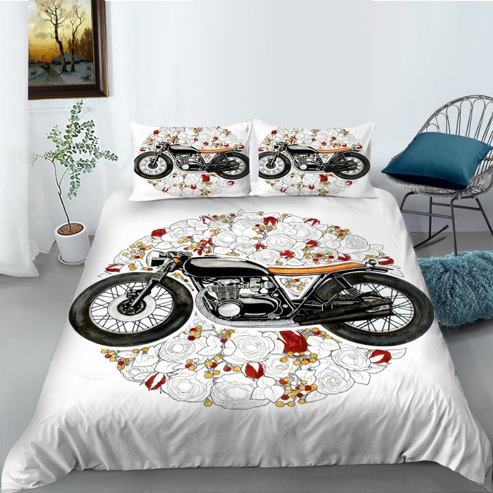 Пододеяльник с рисунком мотоцикла King Queen Down, комплект постельного белья с изображением мотоцикла для подростков и мужчин, пододеяльник для занятий спортом на открытом воздухе 2/3 шт.