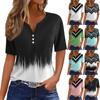 Жен. Футболка Футболка С принтом Пуговицы С короткими рукавами Повседневные Выходные Мода Классический V-образный вырез Обычный Верх