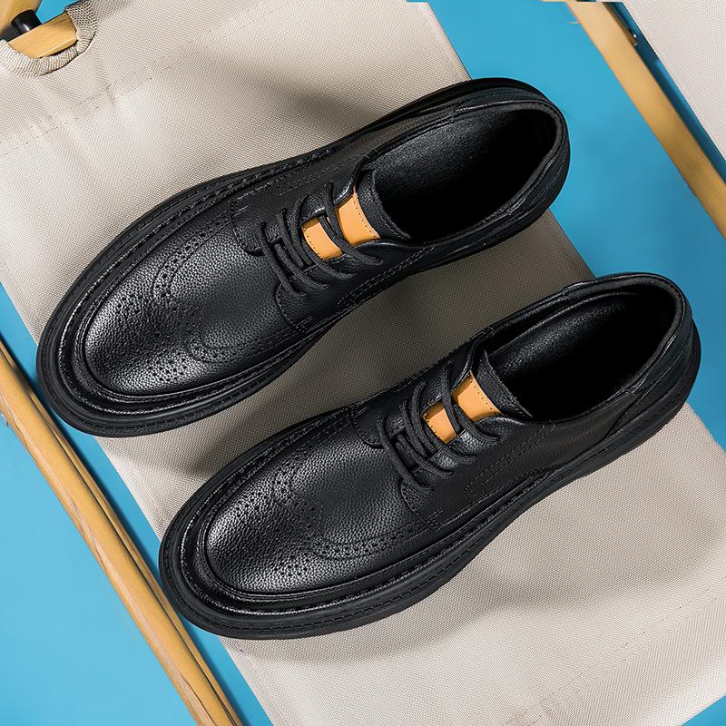 Черный Новый Дизайн Мужские Оксфорды Обувь Броги Повседневная Обувь Мужская Натуральная Кожа Обувь Рабочие Ботинки Бизнес Повседневные Кроссовки Высокого Качества