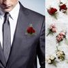 Groom Boutonniere Man Pin Suit Corsage Bridal Buttonhole Wedding Wrist Flower Party Mariage Decor Artificial Silk Rose Flowers