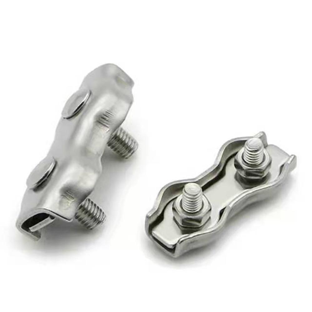 1pcs/5pcs 304 Stainless Steel Wire Rope Duplex Clamp Cable Chuck Fixing Clip M2 M3 M4 M5 M6 M8 M10