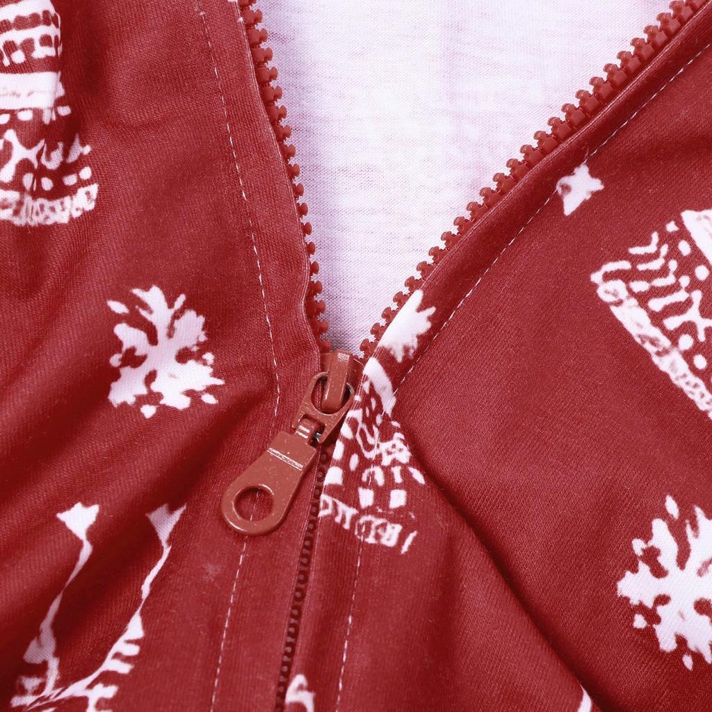 Christmas Hooded Jumpsuit Pajamas Elk Loungewear Outfits, Family Xmas  Matching Sets