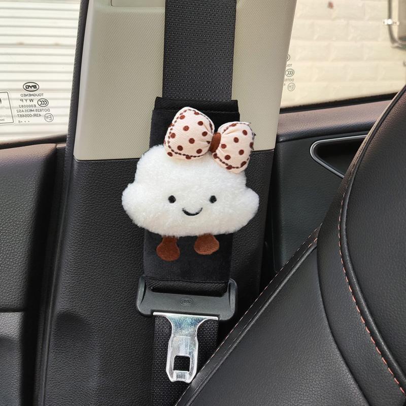 New Cartoon Bow Cloud Car Seat Belt Cover Shoulder Strap Harness Cushion Car Seatbelt Shoulder Pad Protector Auto Neck Support