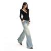 Autumn and winter new American retro classic cat whisker water ripple wide leg straight jeans women