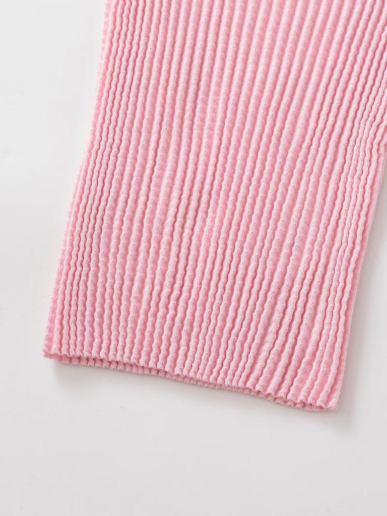European Spring 2026 Textured Knit Stand Collar Women's Top