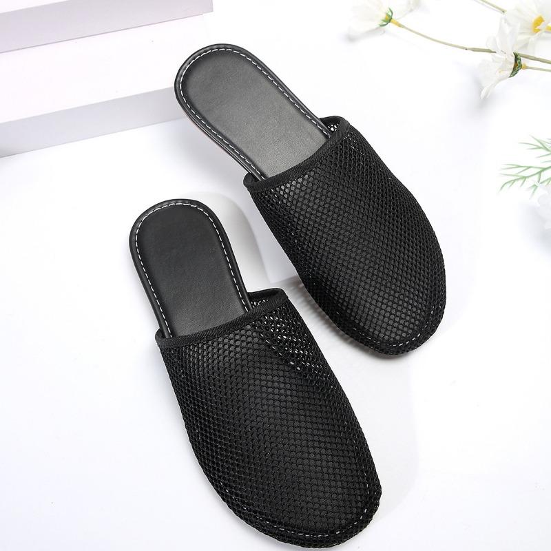 Тапочки на плоской подошве в форме сетчатого хлеба для женщин, простые, большого размера, ленивые, перфорированные, дышащие, классные тапочки