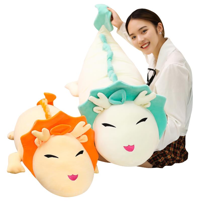 Милая Плюшевая Игрушка Дракон 90-150 см Мягкая Белая Длинная Подушка Три Цвета Динозавр Набивной Подушка для Сна Подарок Мультяшный