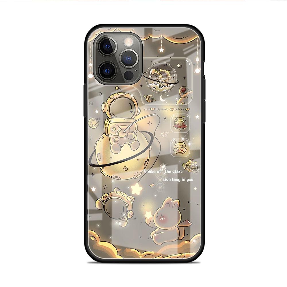 Стеклянный чехол для Apple iPhone 14 13 11 12 Pro 7 XR X XS Max 8 6 6s Plus SE 2022 13Pro закаленный телефон Tampa Astronaut Light