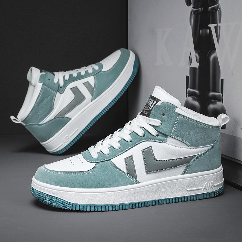 Fashion Men's Trending Four Seasons High Top Skateboarding Breathable Shoes Large Size Students Male Casual Soft Sole Comfortable Sneakers for Teens