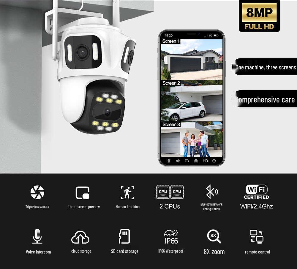 iCSee Xiongmai 3-Screen Outdoor Wireless HD Night Vision Waterproof IP Camera