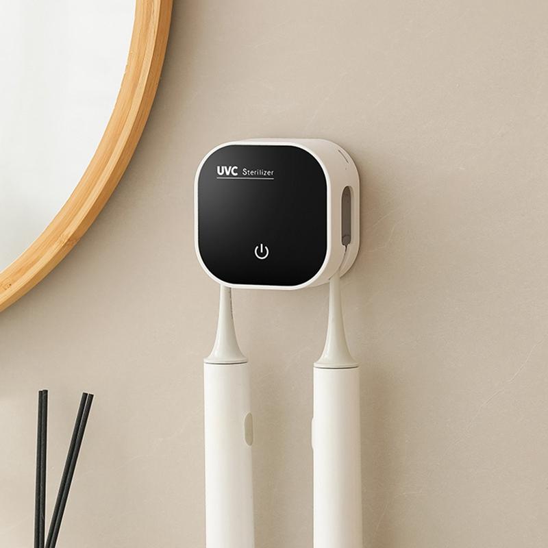 AT05-Настенный держатель зубной щетки с 2 слотами для щеток Подставка для электрической зубной щетки с функцией очистки и сушки