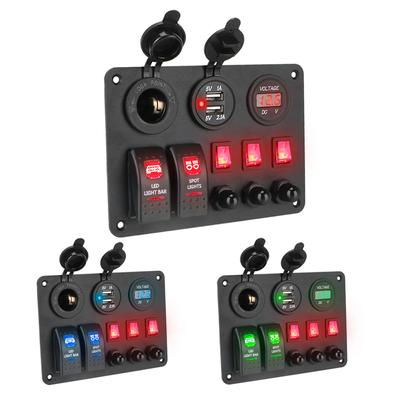 2+3 Gang Rocker Switch Panel Digital Voltmeter Car Marine RV Circuit LED Breaker с защитой от перегрузки Водонепроницаемый