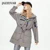 JAZZEVAR Женская ветровка Ins, красивое рабочее пальто средней длины, длинная хлопковая куртка Синьцзян