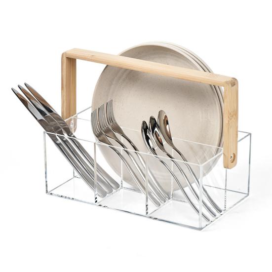 Подставка для столовых приборов Органайзер для вилок и ложек Прочная конструкция Большая вместимость Прозрачный дизайн Коробка для хранения посуды Подставка для столовых приборов