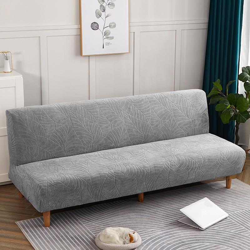 Armless Futon Cover Stretch Sofa Bed Slipcover Protector Elastic Feature Rich Textured High Spandex Small Checks Jacquard Fabric Cover,Machine Washabl