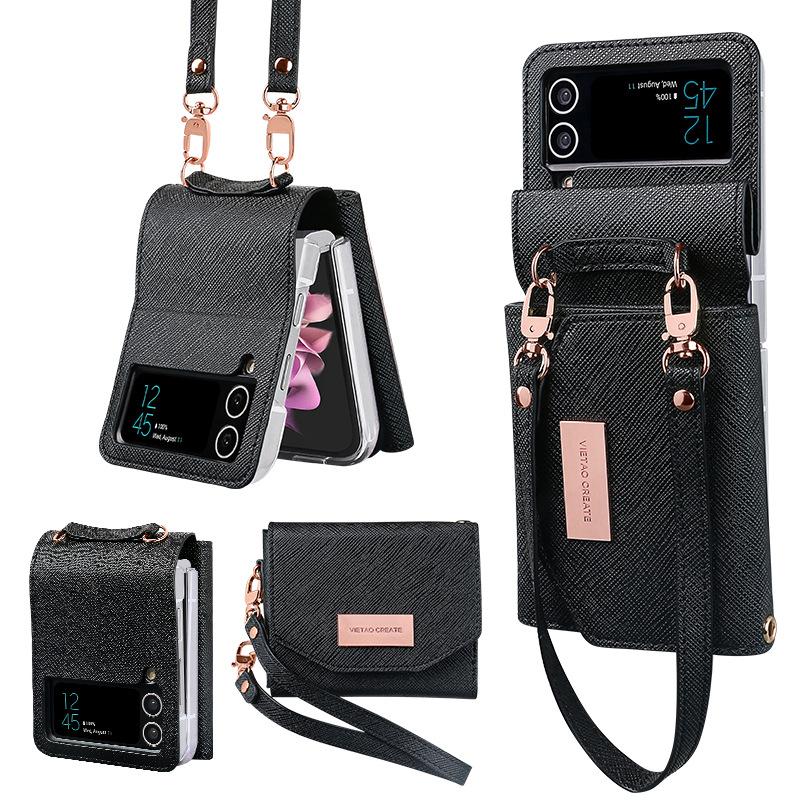 Lanyard Holster Card Case For Samsung Galaxy Z Flip 6 5 4 3 Handheld Wristlet Wallet Purse Cover For Z Flip3 Flip4 Flip5 Flip6