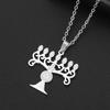 Chanukah Menorah Necklace Religious Jerusalem Temple Hanukkah Shammash Pendant Stainless Steel Judaica Jewelry