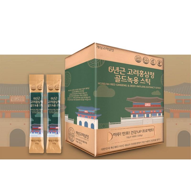 Kaesong Korean Ginseng 6-year-old Korean Red Ginseng Extract Gold Deer Antler Stick 100p, 1.2kg, 1 Piece