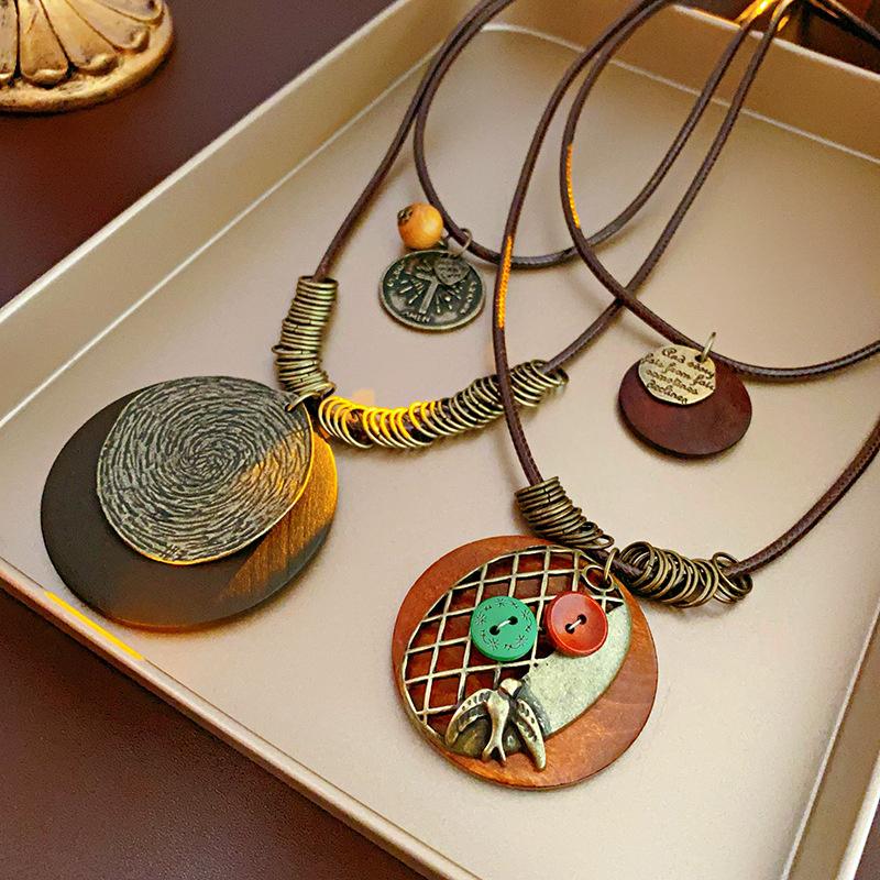 Этнический стиль ретро деревянная цепочка свитера богемный праздничный стиль многослойная одежда длинное ожерелье женские аксессуары ювелирные изделия