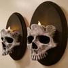 Halloween Skull Head Candle Holder Scary Skeleton Wall Mounted Sconce Home Bar Restaurant Decorative Stick