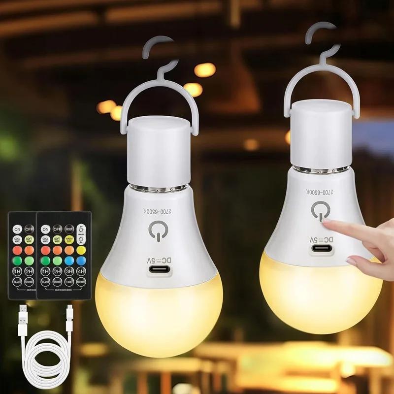 1/2 шт. Перезаряжаемая лампочка RGB USB светодиодная лампа Умная лампа Диммируемая E27 лампа с таймером Беспроводная Работа от батареи Свет