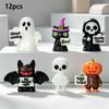6-24pcs Halloween Mini Resin Figures 6Styles Tiny Resin Figurines Little Small Figures to Hide Pumpkin Ghost for Halloween Party