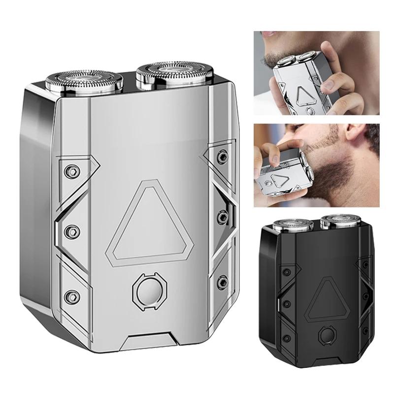 Электробритва Iron Warrior с двойной плавающей головкой, мини-нож для бороды для мужчин, портативная дорожная беспроводная бритва для лица, триммер