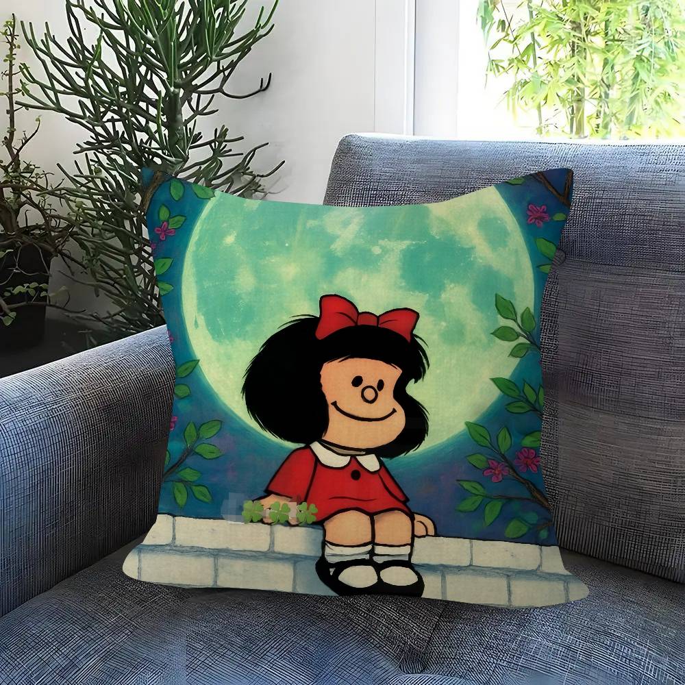 Pillow Cushion Cover Pillowcase Living Room Sofa Home Decor Customized Cartoon Cute Mafalda
