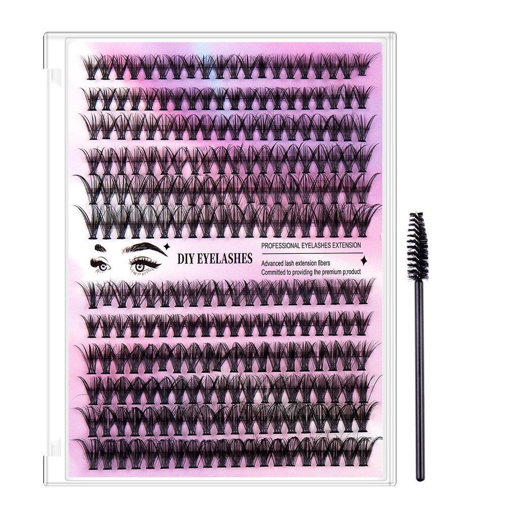 Набор для самостоятельного наращивания сегментированных накладных ресниц - 12 рядов, комбинация 30D40D, большой объем, горячее плавление