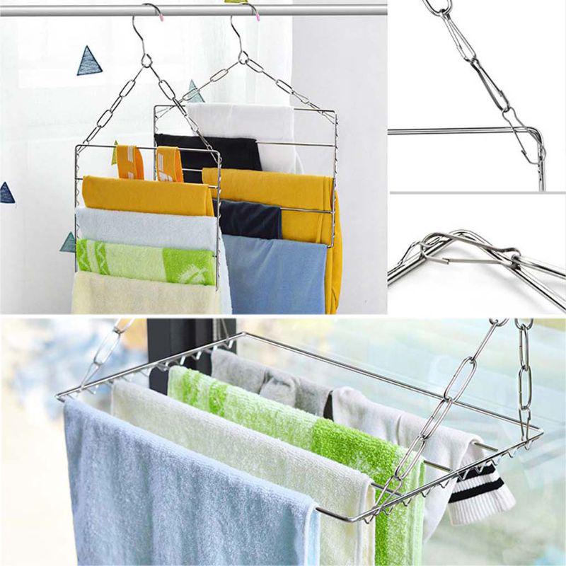 Balcony Folding Shoe Drying Rack Clothes Airer Stainless Steel Laundry Underwear