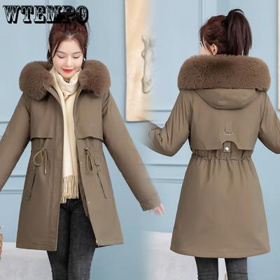 Женская длинная хлопковая куртка зимняя плюшевая и толстая теплая хлопковая куртка приталенная куртка модная хлопковая куртка