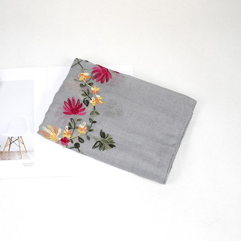 Ethnic Style Embroidery Craft Cotton Linen Scarf for Women Versatile Gauze Scarf Chinese Style Embroidery Long Spring and Autumn