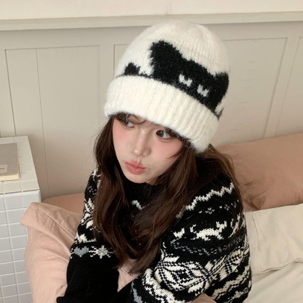 Thick Warm Design Winter Beanie Hat Polyester Stretchy Beanie Hat Daily Life Use