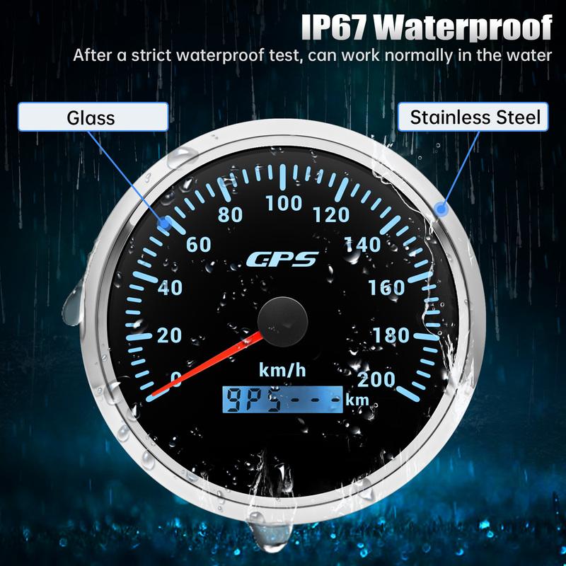 110MM GPS Speedometer Odometer Gauge 7 Color LED 30/60/80/120/200km/h with GPS Antenna Waterproof for Motorcycle Boat Car Speed