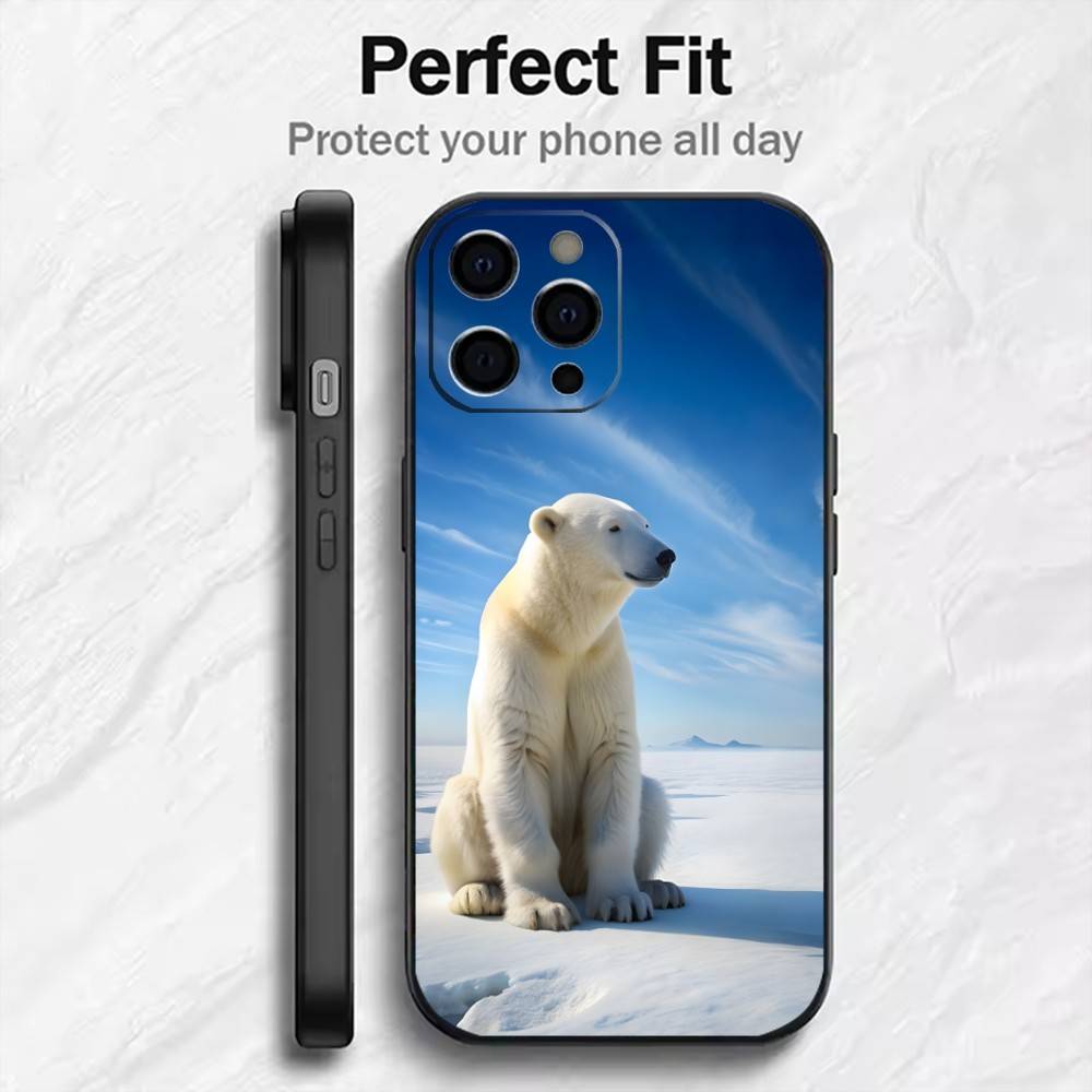 Polar Bear Master of the Arctic Phone Case For iPhone17,16,15,14,13,12 Plus,Max Soft Silicone Black Cover