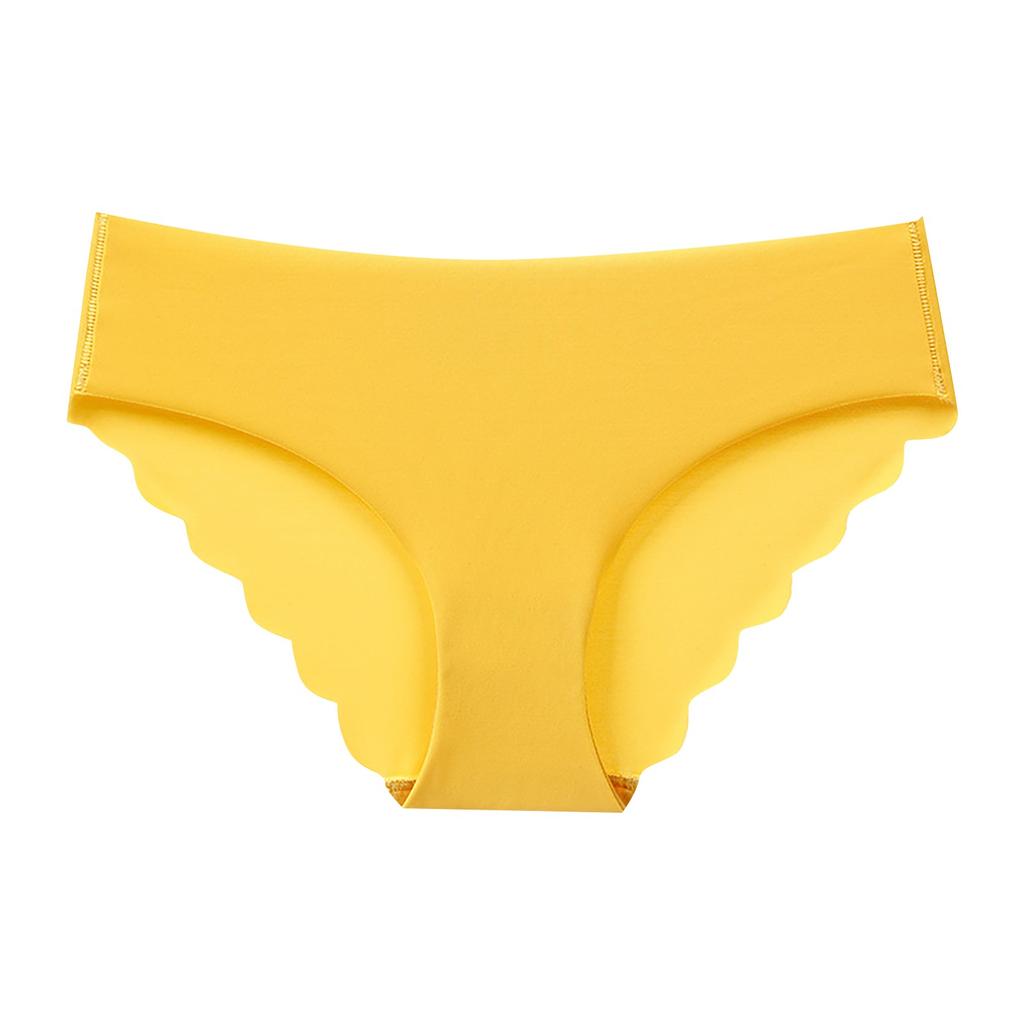 Ladies Sexy Solid Color Ice Silk Seamless Wave Low-rise Panties