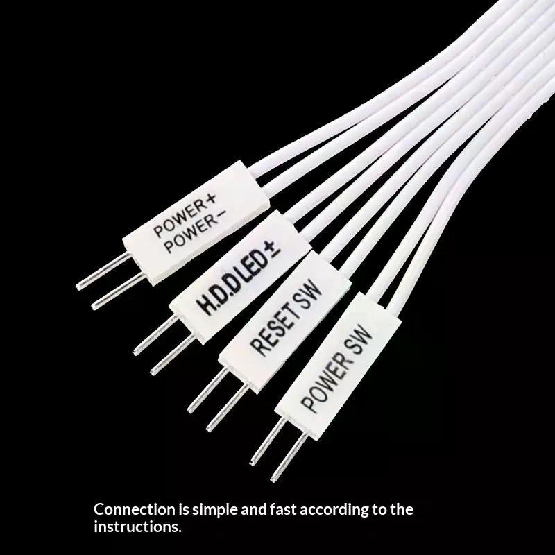 Полностью Белая/Черная Передняя Панель Power+, Power-, Reset, Power SW, Кабель-удлинитель HDD Передняя Панель Компьютера 2-контактный перемычка Dupont