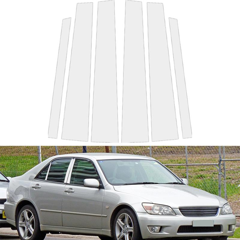 Chrome Window Pillar Post Covers Trim Fit For Lexus IS 1999-2005 Gloss Mirror Exterior Modification Stickers Decals Car Styling 6pcs/set