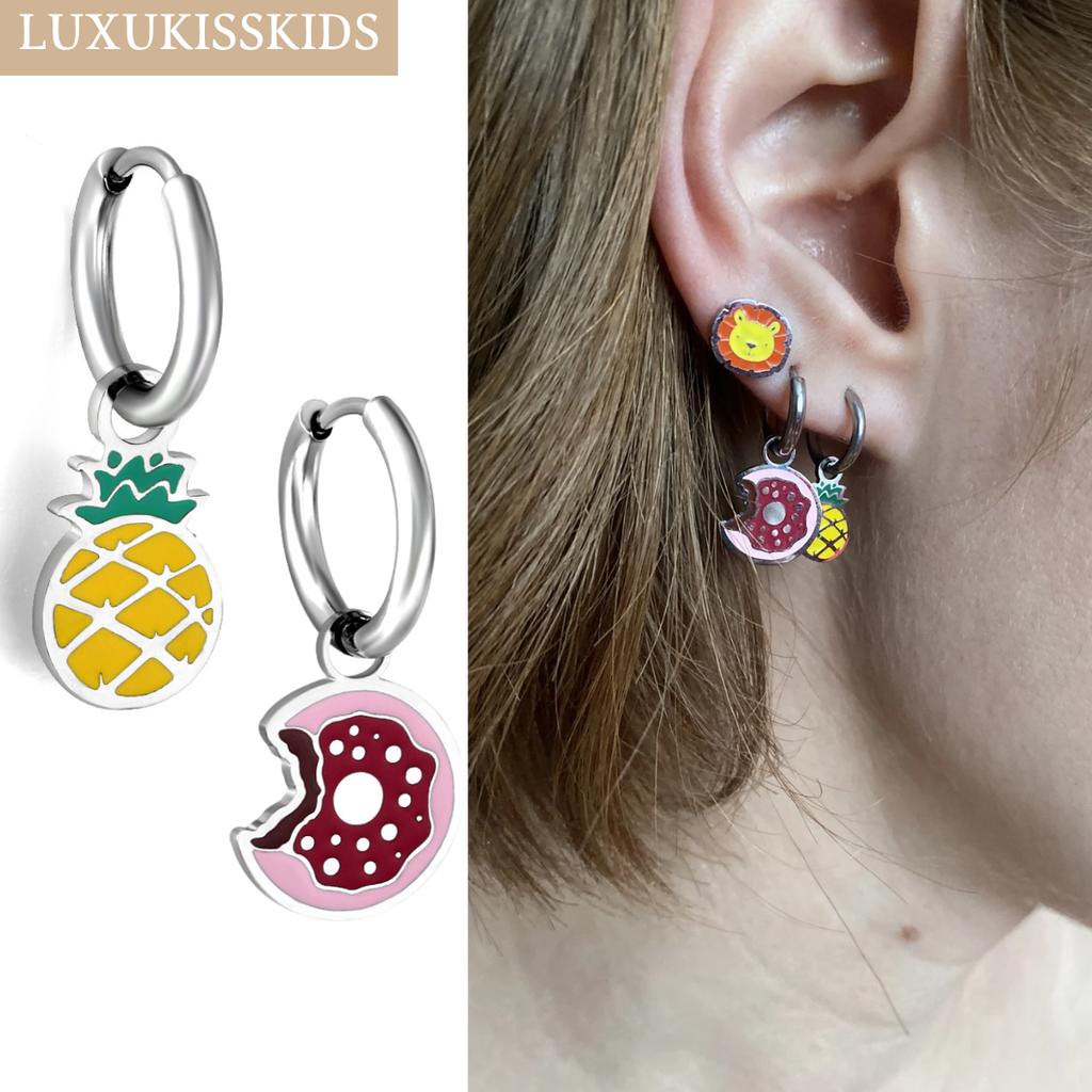 LUXUKISSKIDS Клубничные Шармы Серьги-Подвески Милые Красные Вишни для Девочек/Женщин Стальные Фруктовые Аксессуары Подарки