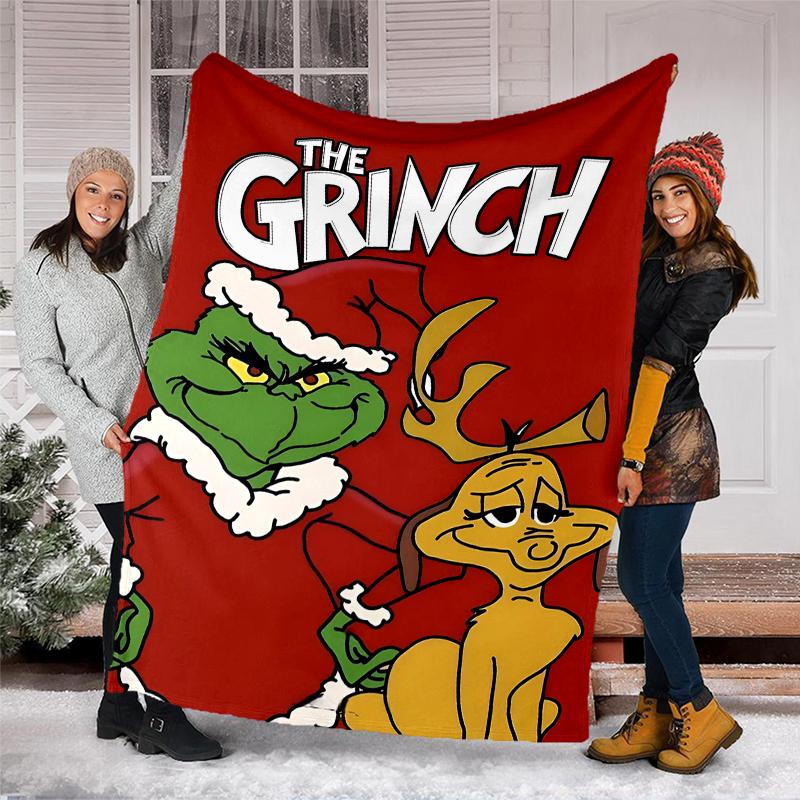 Grinch Theme Printed Blanket Perfect For Couch Bed Travel Outdoor Use Machine Washable Cozy Durable