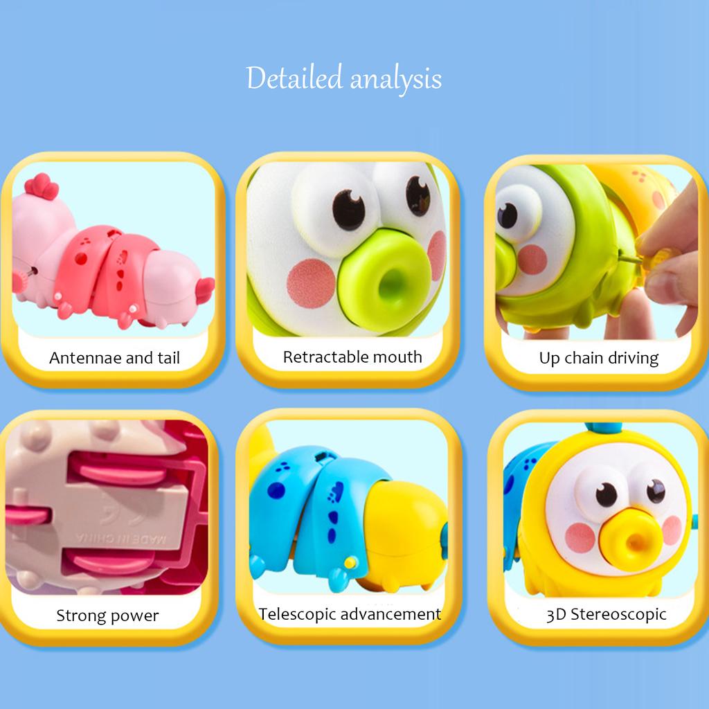 Caterpillar Puzzle Winding Toy,chain Winding Telescopic Mouthworm,movable and Running Swinging Small Animal Crawling Winding Toy