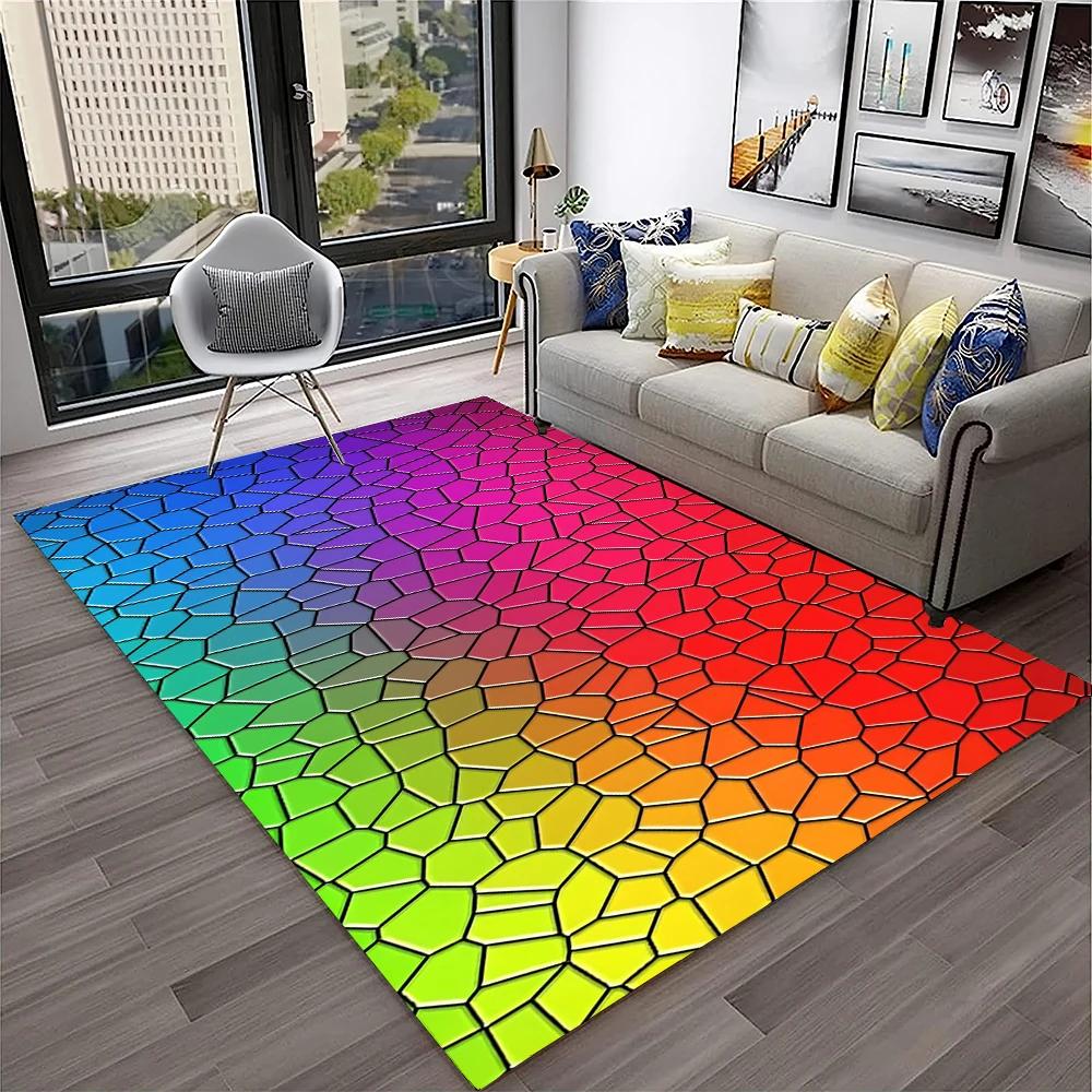 3D Colour Illusion Rainbow Vision HD Carpet Rug for Home Living Room Bedroom Sofa Doormat Decor,kids Area Rug Non-slip Floor Mat