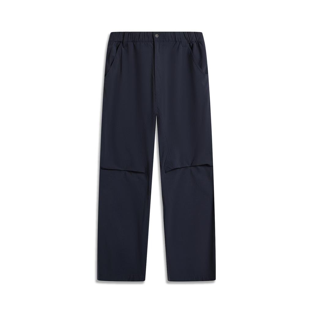 Li Ning Sports Trend Series Casual Simple Solid Color Straight Leg Knitted Sports Pants Men Bottoms Deep-Blue AKXV399-1